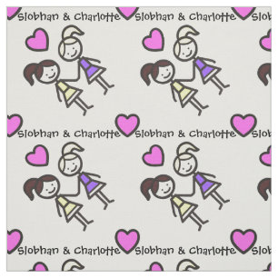Two Cute Gay Lesbian Girls With Heart Pattern Fabric