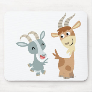 Two Cute Happy Cartoon Goats Mousepad