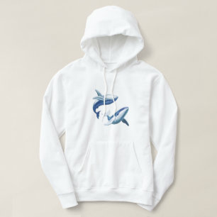 Two Cute Humpback Whales Jumping and Swimming Hoodie