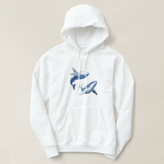 Two Cute Humpback Whales Jumping and Swimming Hoodie