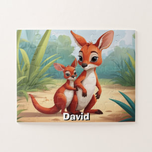 Two cute Kangaroos Personalised  Jigsaw Puzzle