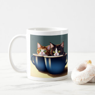 two cute kittens in mugs full color