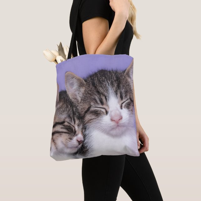 Two Cute Kittens Napping Tote Bag (Close Up)