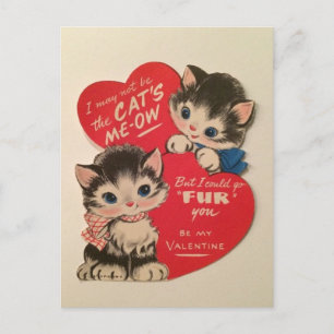 Two Cute Kittens Vintage Valentine Postcard