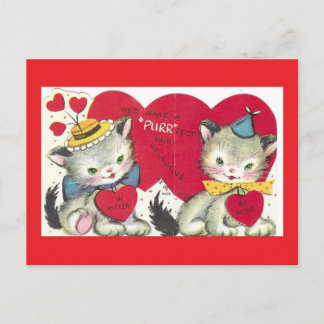 Two Cute Kittens Vintage Valentine Postcard