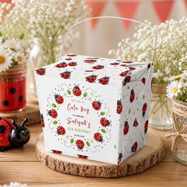 Two Cute Ladybug 2nd Birthday Party for Kids Favour Box (Two Cute Ladybug 2nd Birthday Party for Kids baby Favor Boxes)