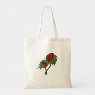Two cute ladybugs on a plant tote bag