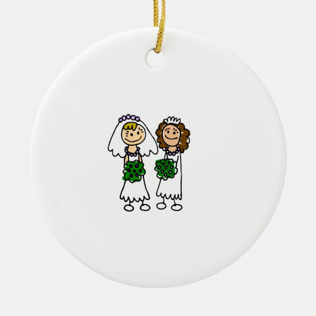 Two Cute Little Brides Ceramic Ornament (Front)