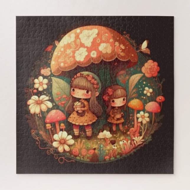 Two cute little girls elves  jigsaw puzzle (Vertical)