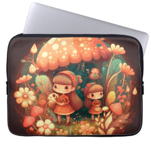 Two cute little girls elves laptop sleeve