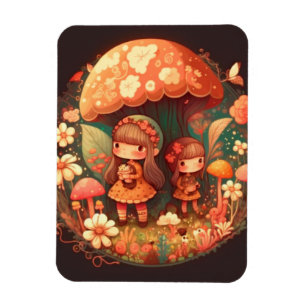 Two cute little girls elves  magnet