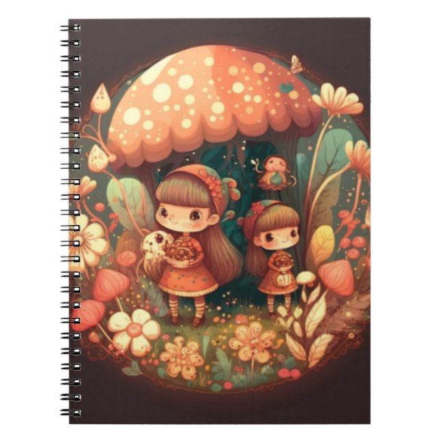 Two cute little girls elves  notebook (Front)