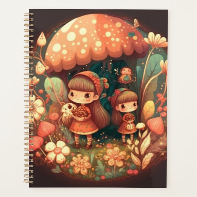Two cute little girls elves  planner (Front)