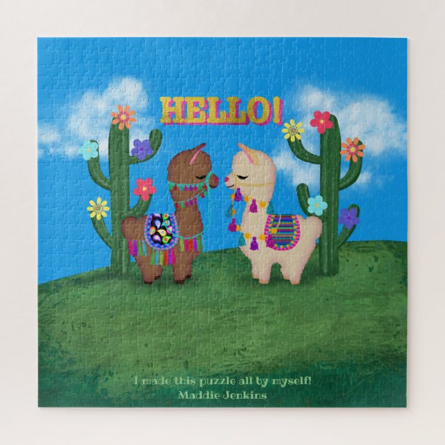 Two Cute Llamas | You Personalise Kids Jigsaw Puzzle (Vertical)