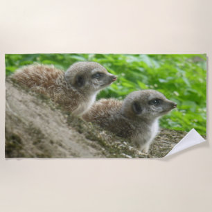 Two Cute Meerkats Beach Towel