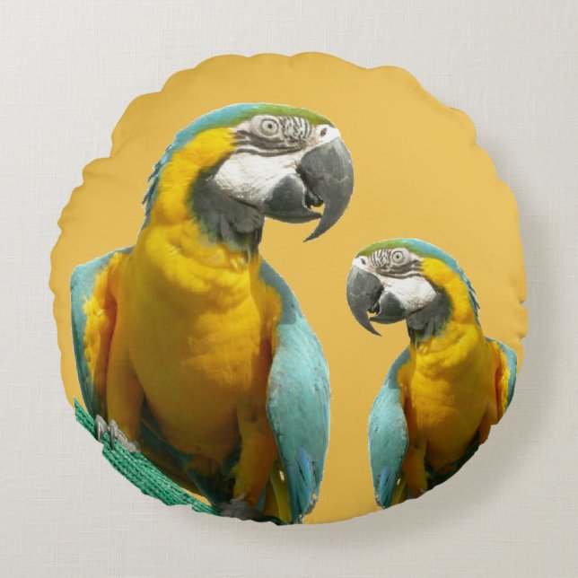 Two Cute Parrots Round Pillow (Front)