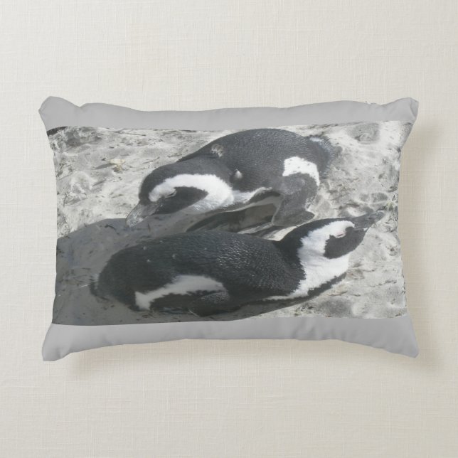 Two Cute Penguins Accent Pillow (Front)