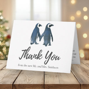 Two Cute Penguins   Romantic Wedding Thank You