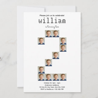 Two-Cute Photo Second Birthday Invitation
