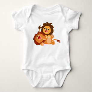 Two Cute Playful Cartoon Lions Baby Creeper