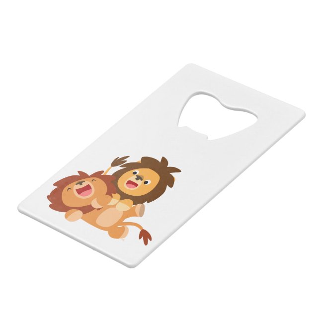 Two Cute Playful Cartoon Lions Bottle Opener (Front Angled)
