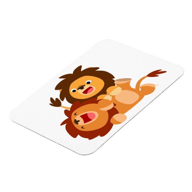 Two Cute Playful Cartoon Lions Flexible Magnet (Left Side)