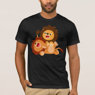 Two Cute Playful Cartoon Lions T-Shirt