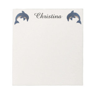 Two Cute Sparkle Like Dolphins Jumping Dark Blue Notepad