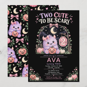 Two Cute to Be Scary Girl 2nd Birthday Invitation