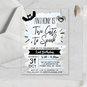 Two Cute To Spook Boys Halloween 2nd Birthday Acrylic Invitations