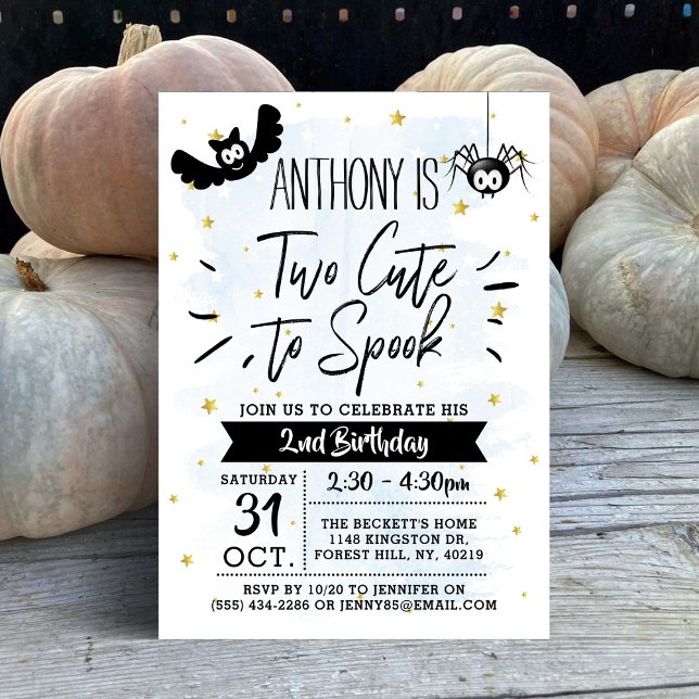 Two Cute To Spook Boys Halloween 2nd Birthday Invitation (Creator Uploaded)