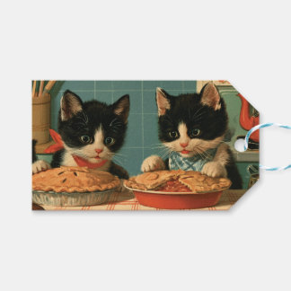 Two Cute Tuxedo Kittens Baking Pies Gift Tags