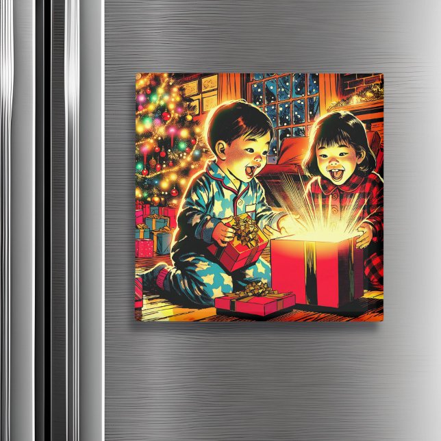 Two Cute Vintage Asian Children Christmas Magnet (Creator Uploaded)