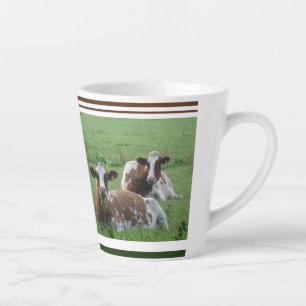 Two Cute White-Brown Cows Design Latte Mug