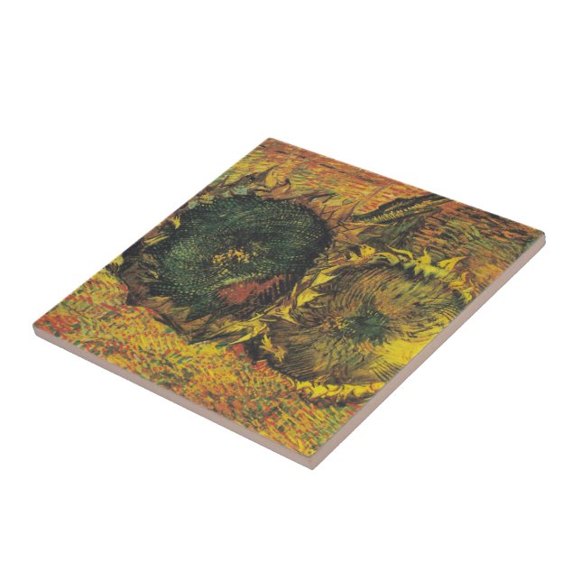 Two cutted sunflowers by Vincent van Gogh Ceramic Tile (Side)