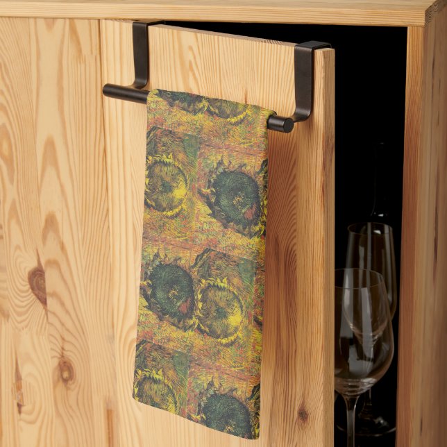 Two cutted sunflowers by Vincent van Gogh Tea Towel (Thirds Fold)