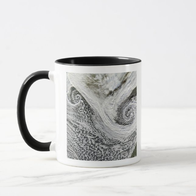 Two cyclones formed in tandem south of Iceland Mug (Left)