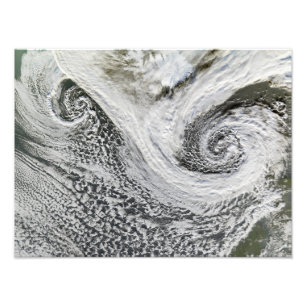 Two cyclones formed in tandem south of Iceland Photo Print