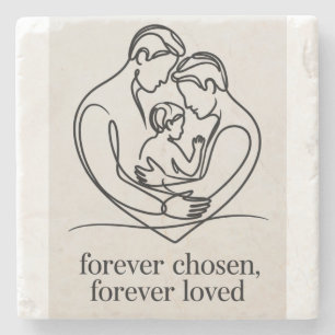 Two dads expecting baby stone coaster
