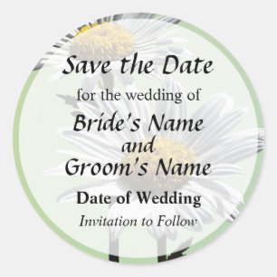Two Daisies in Sunshine Save the Date Classic Round Sticker