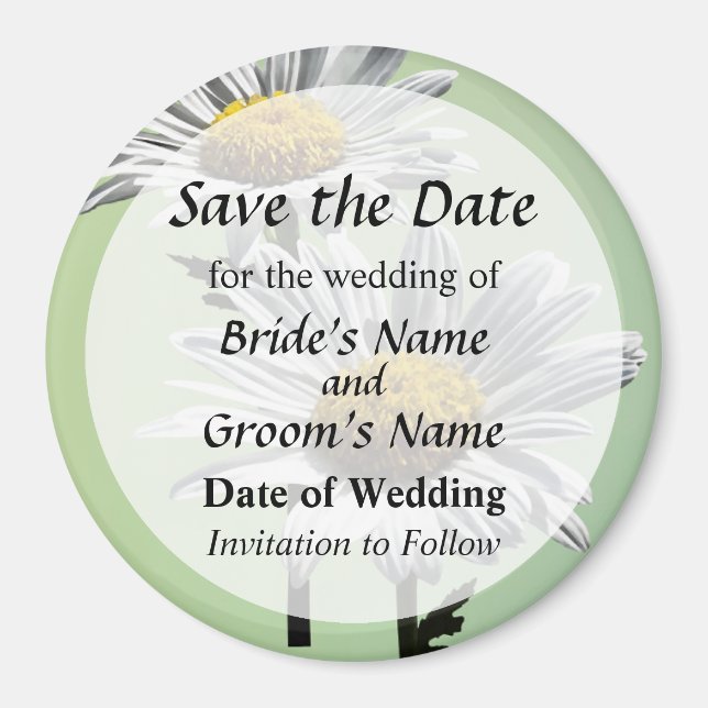 Two Daisies in Sunshine Save the Date Magnet (Front)