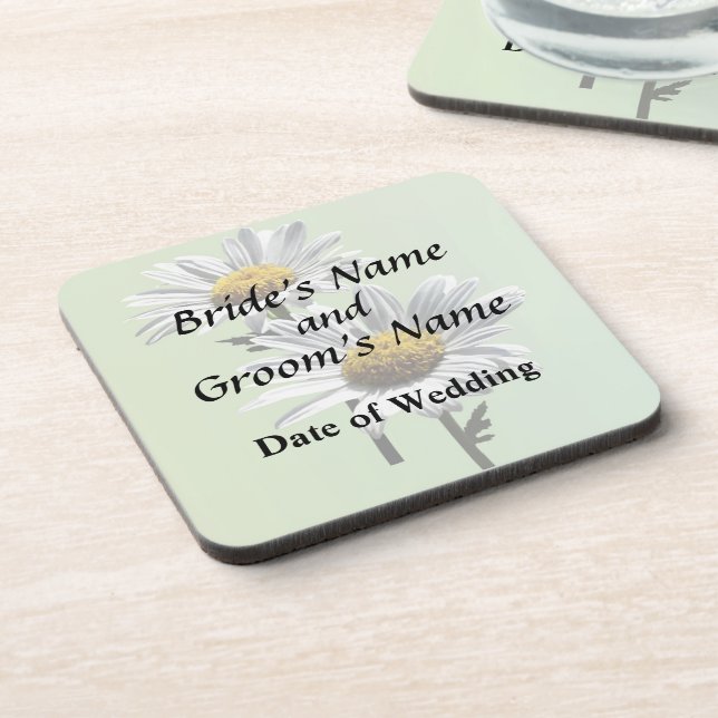 Two Daisies in Sunshine Wedding Products Coaster (Left Side)
