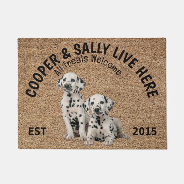 Two Dalmatians Personalised Dog Lover  Doormat (Front)