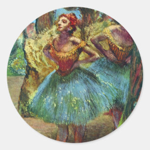 Two Dancers by Edgar Degas, Vintage Ballet Art Classic Round Sticker