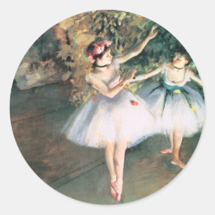 Two Dancers on a Stage by Edgar Degas, Vintage Art Classic Round Sticker