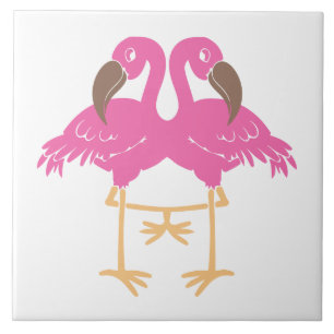 Two dancing flamingos ceramic tile