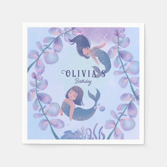 Two dancing mermaid  napkin (Front)