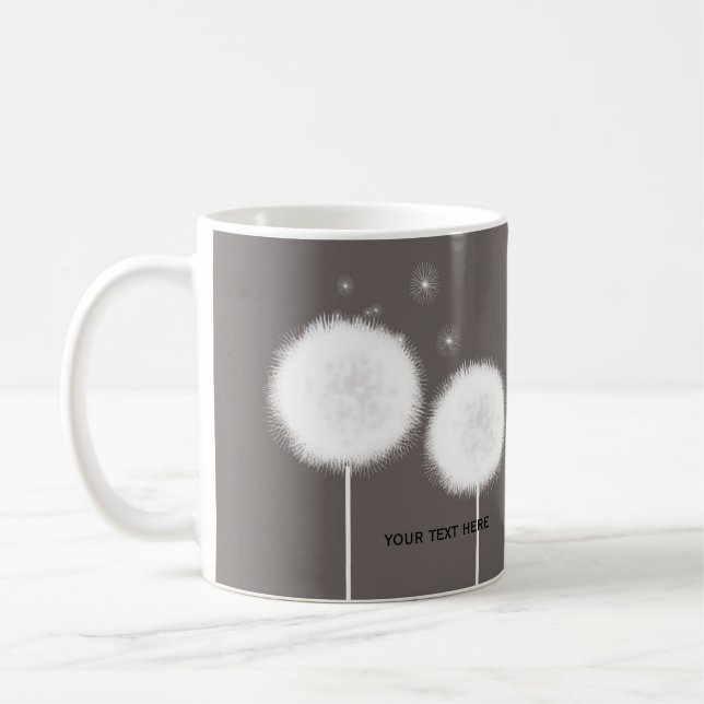Two Dandelions Taupe Rustic Coffee Tea Coffee Mug (Left)