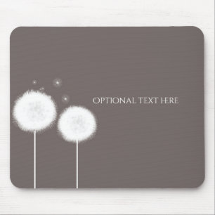 Two Dandelions Taupe Rustic Country Home Mouse Pad