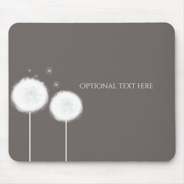Two Dandelions Taupe Rustic Country Home Mouse Pad (Front)